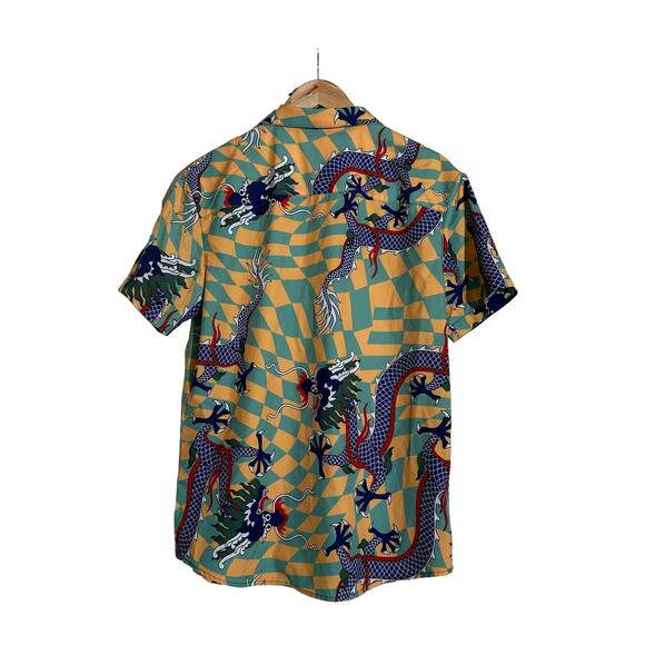 Negative Space Chinese Dragon Button-Down Shirt Size M - Picture 2 of 5